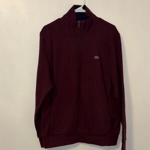 Lacoste Men's Burgundy Zip-Up Sweater